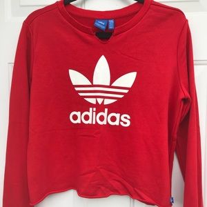 Adidas Cropped Leaf Pullover Sweatshirt